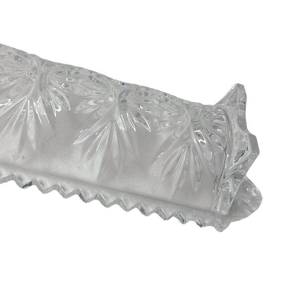 Fifth Ave Dining Serveware, "Portico" 24% Lead Crystal 12in Footed Cracker Tray - Picture 8 of 9